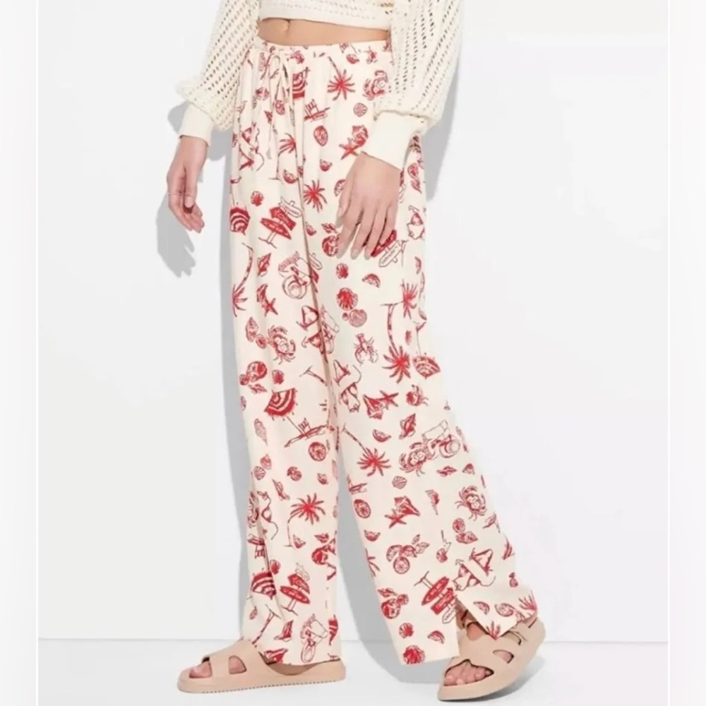 Pattern Red and White Pants 🇺🇸🍓Patchwork Beach Detail, Linen, 4th of JULY PANTS